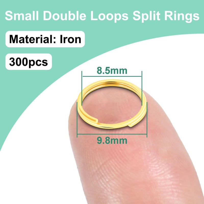 ManTangSun 10mm 300 PCS Gold Mini Key Rings, Double Loops Split Jump Rings Jewelry Making Metal Tiny Key Ring for Keychain, Pet Collar Tag, Luggage Tag DIY Craft Hardware - Image 2